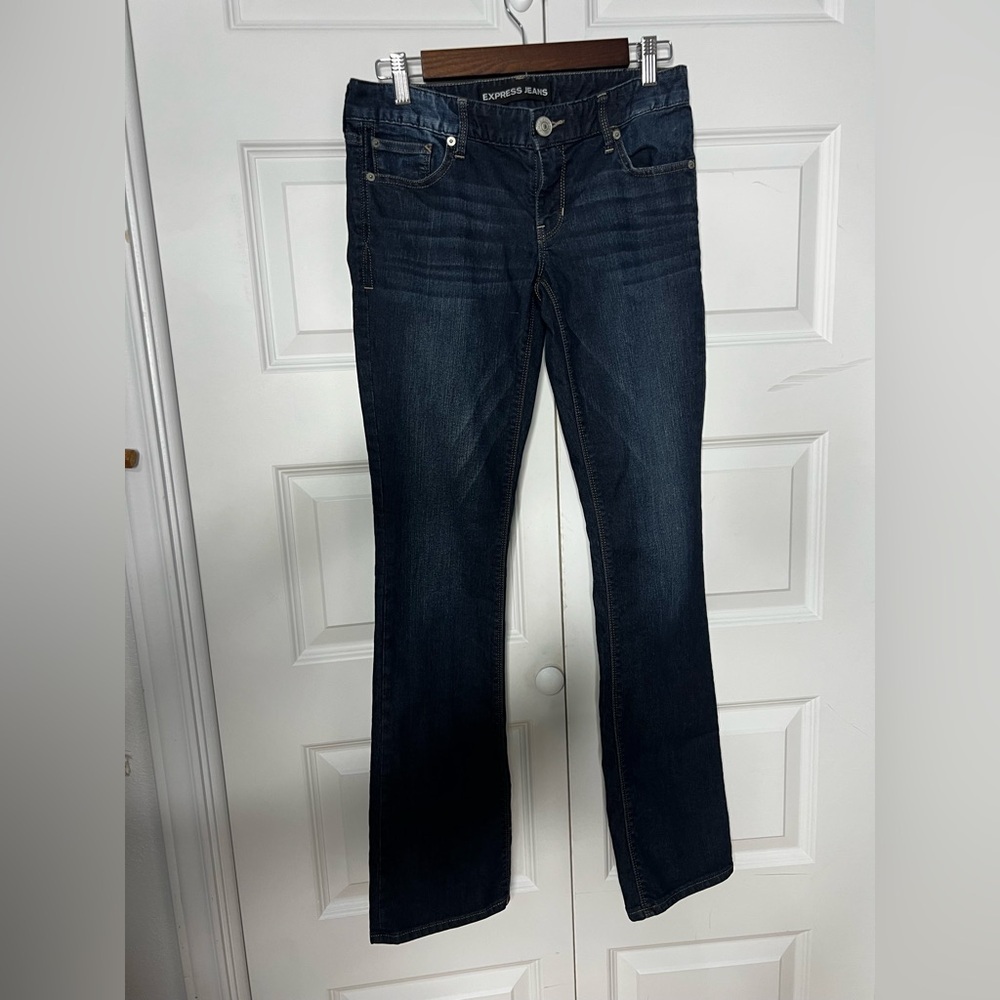 Express Dark Indigo Barely Boot Ultra Low Rise - image 1